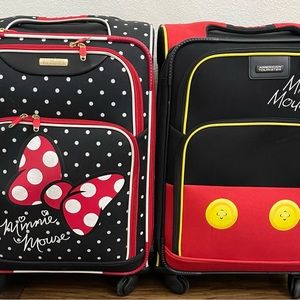 American Tourister Minnie Mouse Bow & Mickey Mouse Pants Softside 21”Spinner